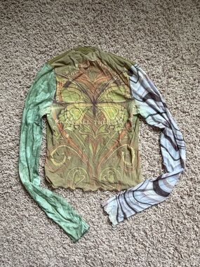 Urban outfitters sheer graphic mock neck